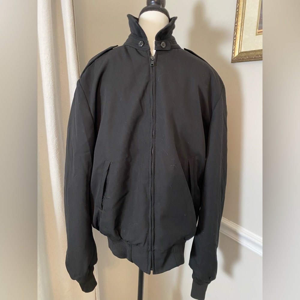 Vintage US Navy Black Bomber Jacket 44L by Sidran